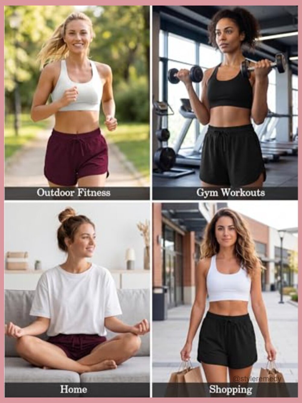 Cotton Yoga Shorts with Pockets High Rise Loose Fit Athletic Running Gym - Picture 3 of 7